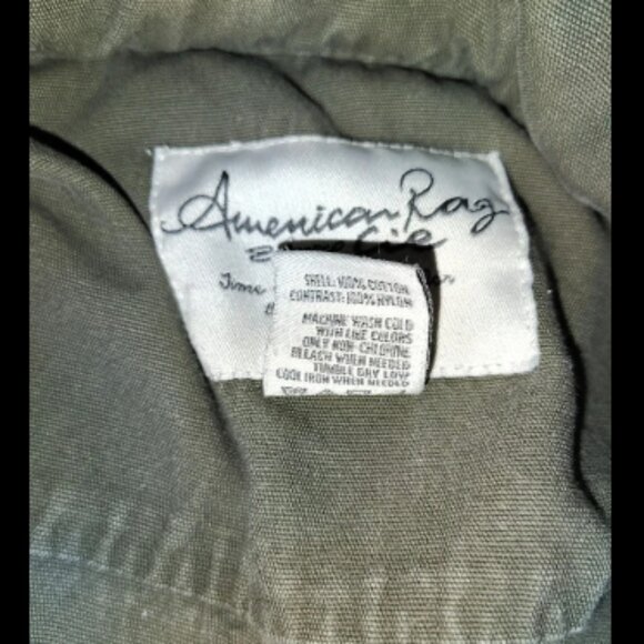 American Rag CIE Women's Cargo Jacket Olive Green Zip Front Snap Hooded Size XL. - Picture 8 of 8